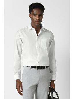 Van Heusen - Men White Custom Fit Textured Full Sleeves Formal Shirt