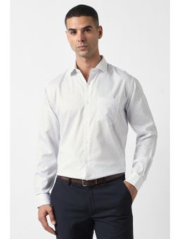 Van Heusen - Men White Custom Fit Printed Full Sleeves Formal Shirt