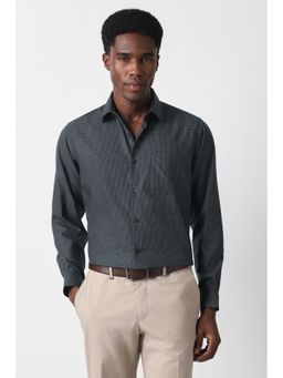 Van Heusen - Men Grey Custom Fit Check Full Sleeves Formal Shirt