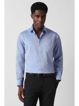 Van Heusen - Men Light Blue Custom Fit Solid Full Sleeves Formal Shirt