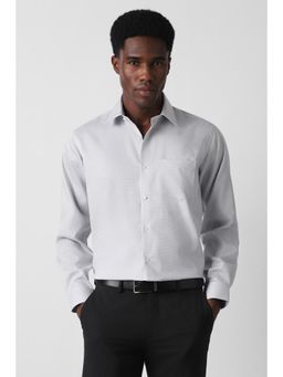 Van Heusen - Men Grey Custom Fit Textured Full Sleeves Formal Shirt