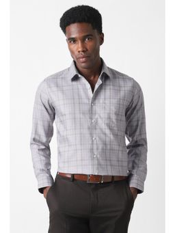 Van Heusen - Men Grey Slim Fit Check Full Sleeves Formal Shirt