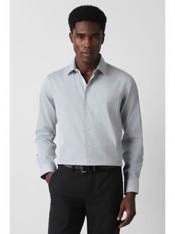 Van Heusen - Men Grey Slim Fit Textured Full Sleeves Formal Shirt
