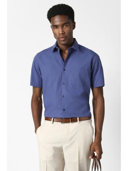 Van Heusen - Men Blue Custom Fit Solid Half Sleeves Formal Shirt