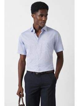 Van Heusen - Men Light Blue Regular Fit Printed Half Sleeves Shirt