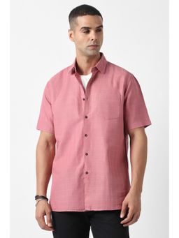 Van Heusen - Men Pink Custom Fit Check Half Sleeves Casual Shirt