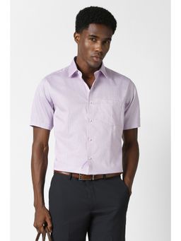 Van Heusen - Men Pink Custom Fit Stripe Half Sleeves Formal Shirt