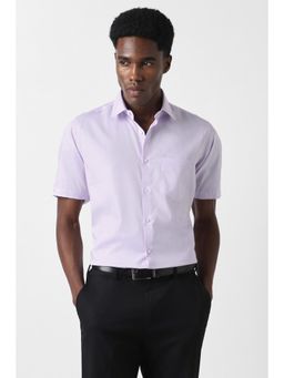 Van Heusen - Men Lilac Custom Fit Check Half Sleeves Formal Shirt