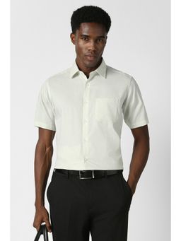 Van Heusen - Men Light Green Custom Fit Check Half Sleeves Formal Shirt