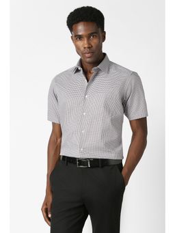 Van Heusen - Men Maroon Custom Fit Check Half Sleeves Formal Shirt