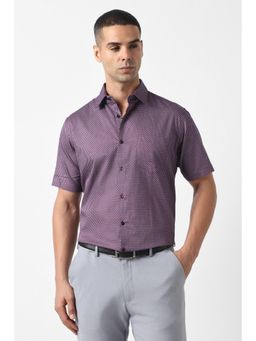 Van Heusen - Men Purple Custom Fit Printed Half Sleeves Party Shirt