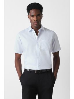Van Heusen - Men White Regular Fit Check Half Sleeves Formal Shirt