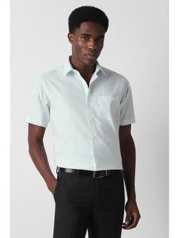 Van Heusen - Men Light Green Regular Fit Check Half Sleeves Formal Shirt