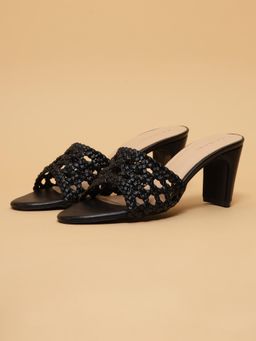 ERIDANI - Irys Black Woven Heels