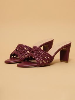 ERIDANI - Irys Maroon Woven Heels