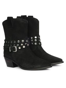 Saint G - Womens Black Leather Ankle Buckle Boots