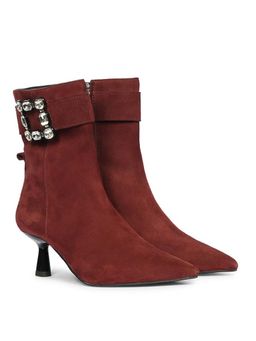 Saint G - Womens Red Leather Ankle Boots