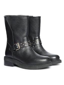 Saint G - Womens Black Leather Ankle Buckle Boots