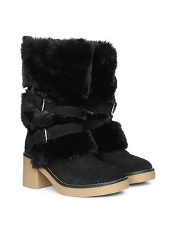 Saint G - Womens Black Suede Leather Buckle Boots
