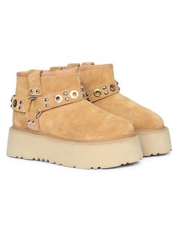 Saint G - Womens Tan Suede Leather Casual Boots