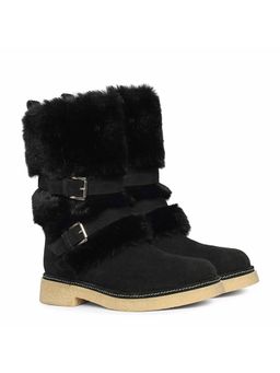 Saint G - Womens Black Suede Leather Buckle Boots