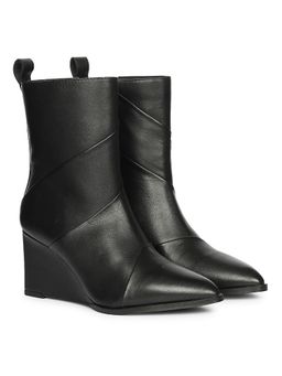 Saint G - Womens Black Leather Wedge Boots
