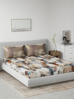 Ddecor Live Beautiful - Abstract 144 Tc Fitted King Bedsheet with 2 Pillow Covers