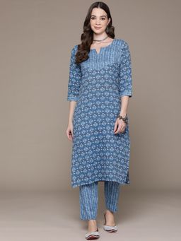 Readiprint - Straight Style Cotton Blue Kurta & Pant (Set of 2)