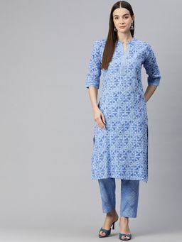 Readiprint - Straight Style Cotton Blue Kurta & Pant (Set of 2)