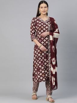 Readiprint - Straight Style Rayon Fabric Maroon Kurta & Pant with Dupatta (Set of 3)