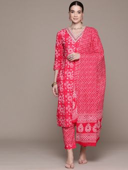 Readiprint - Straight Style Cotton Pink Kurta & Pant with Dupatta (Set of 3)