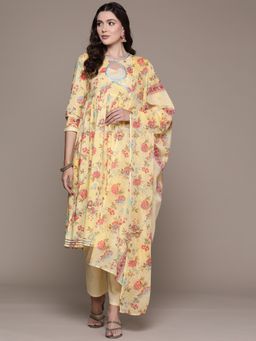 Readiprint - A Line Style Cotton Yellow Kurta & Pant with Dupatta (Set of 3)