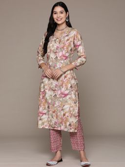 Readiprint - Straight Style Silk Fabric Pink Kurta & Pant (Set of 2)