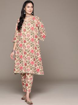 Readiprint - A Line Style Cotton Green Kurta with Pant (Set of 2)