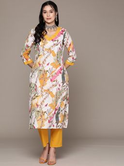 Readiprint - Straight Style Cotton Mustard Kurta with Pant (Set of 2)
