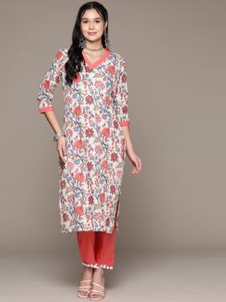 Readiprint - Straight Style Cotton Peach Kurta with Pant (Set of 2)