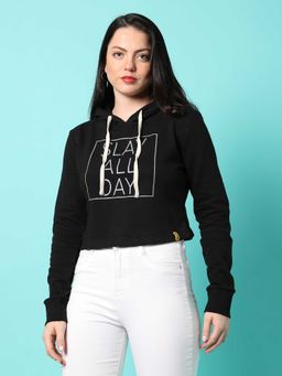 Campus Sutra - Womens Black Printed Sweatshirt