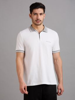 SKECHERS - Mens White Contrast Zipper Polo T-Shirt