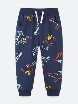 Oh Rare - Boys Navy Blue Printed Jogger