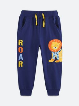 Oh Rare - Boys Navy Blue Embroidered Jogger