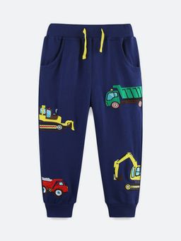 Oh Rare - Boys Navy Blue Embroidered Jogger