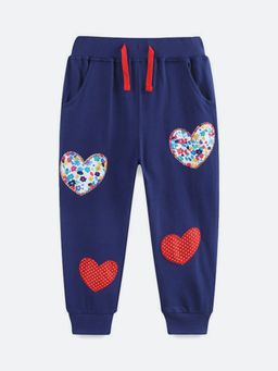 Oh Rare - Girls Navy Blue Embroidered Jogger