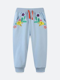 Oh Rare - Girls Blue Embroidered Jogger