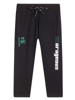 Cantabil - Boys Black Printed Casual Trackpant