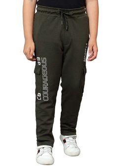 Cantabil - Boys Olive Printed Casual Trackpant