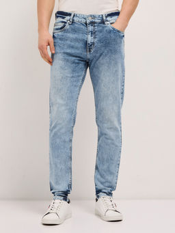 The Bear House - Mens Blue Skinny Fit Cotton Jeans