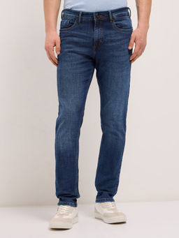 The Bear House - Mens Mid Blue Slim Fit Cotton Jeans