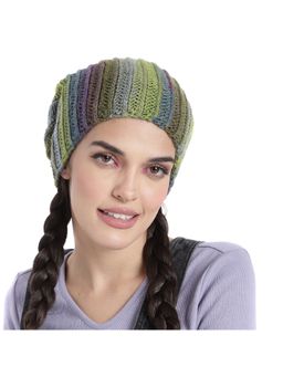 Magic Needles - Women Multicoloured Self Striping Beanie