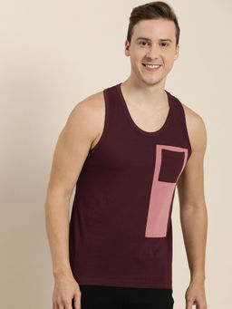Difference of Opinion - Maroon Colour-block Sleeveless T-shirt