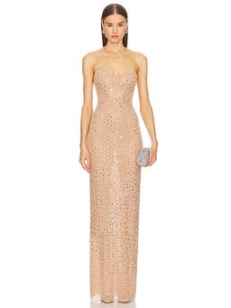 self-portrait - Rhinestone Mesh Maxi Dress